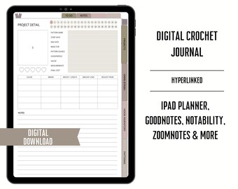 Cuaderno de ganchillo digital, Diario de patrones de ganchillo digital, iPad planificador de proyectos de ganchillo, Rastreador de proyectos, Rastreador de patrones de ganchillo Neutral