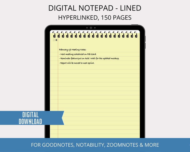 Digital Notepad Goodnotes Digital Notebook for iPad Etsy