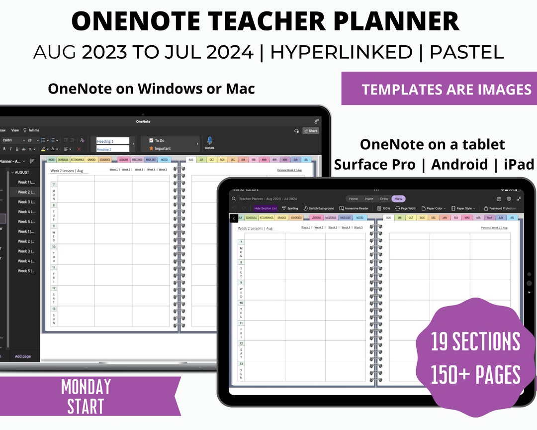 Onenote Teacher Planner Aug 2023 Jul 2024, Weekly Lesson Planner, Dated