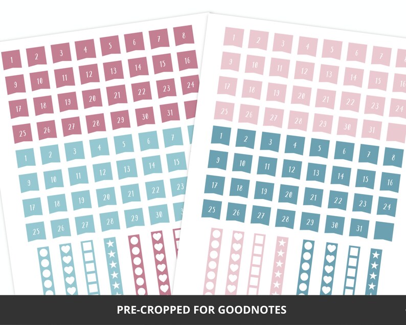 Counting Days Sticker Digital Stickers Goodnotes, Dates Days Months PNG Stickers, Digital ...