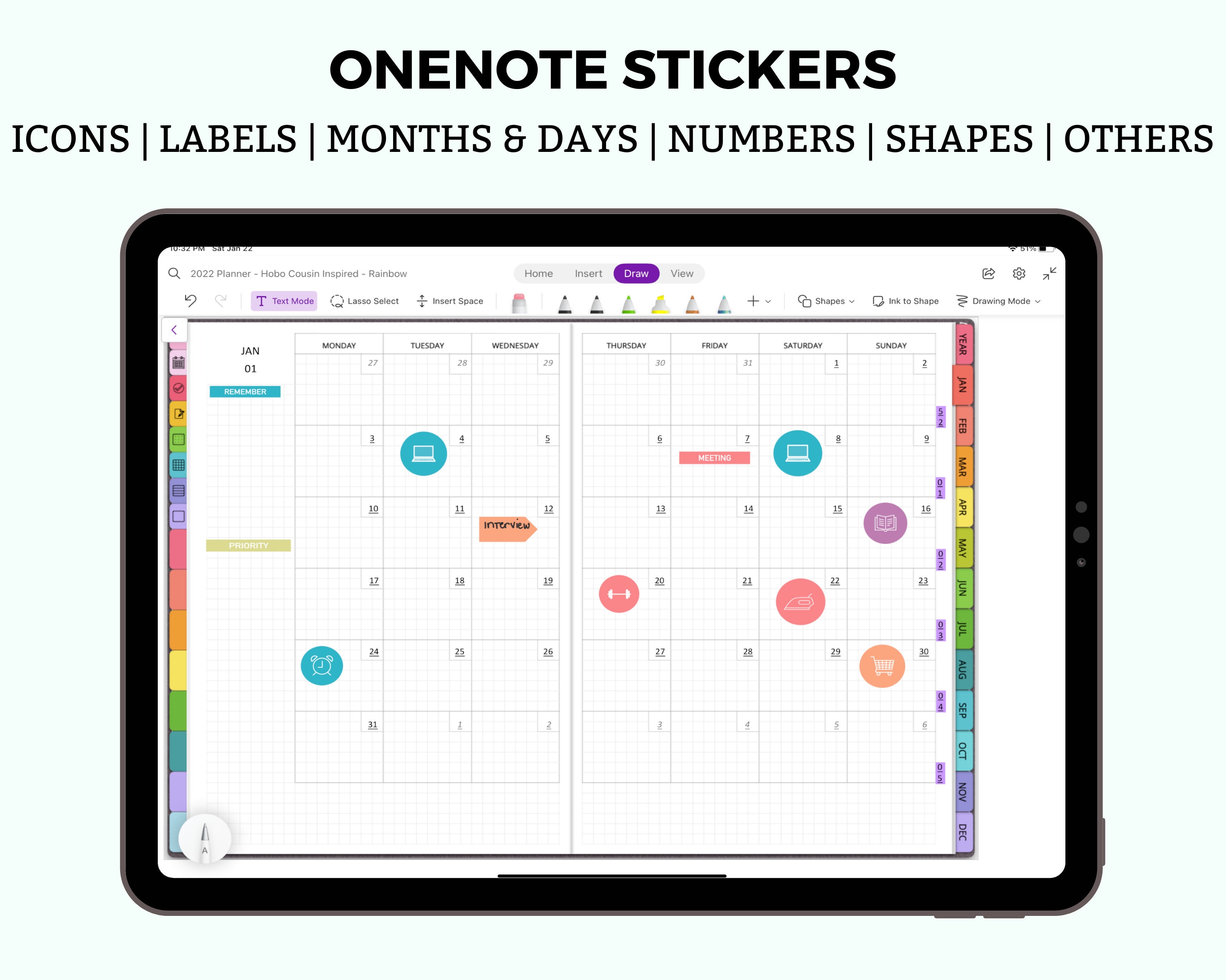 Onenote Digital Stickers Onenote Stickers Essential Etsy