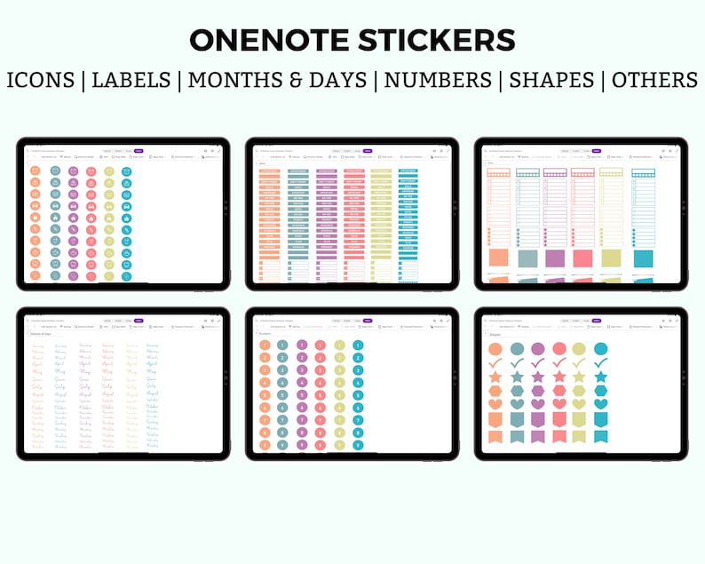 Onenote Digital Stickers Onenote Stickers Essential Etsy