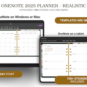 OneNote Planner, 2025 Digital Calendar, Surface Pro Template, Daily Weekly Planner for Windows, iPad, Android, Productivity Organizer