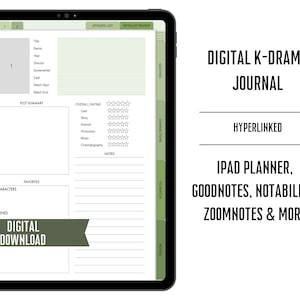 KDrama Digital Planner, Digitales K-Drama Journal, koreanischer Drama Planner iPad, KDrama Bewertung, TV-Serien Episoden Tracker, Lieblings Drama Tracker