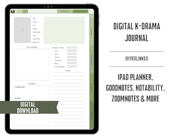 KDrama Digital Planner, Digital K-Drama Journal, Korean Drama Planner iPad, KDrama Review, TV Series Episode Tracker, Favorite Drama Tracker
