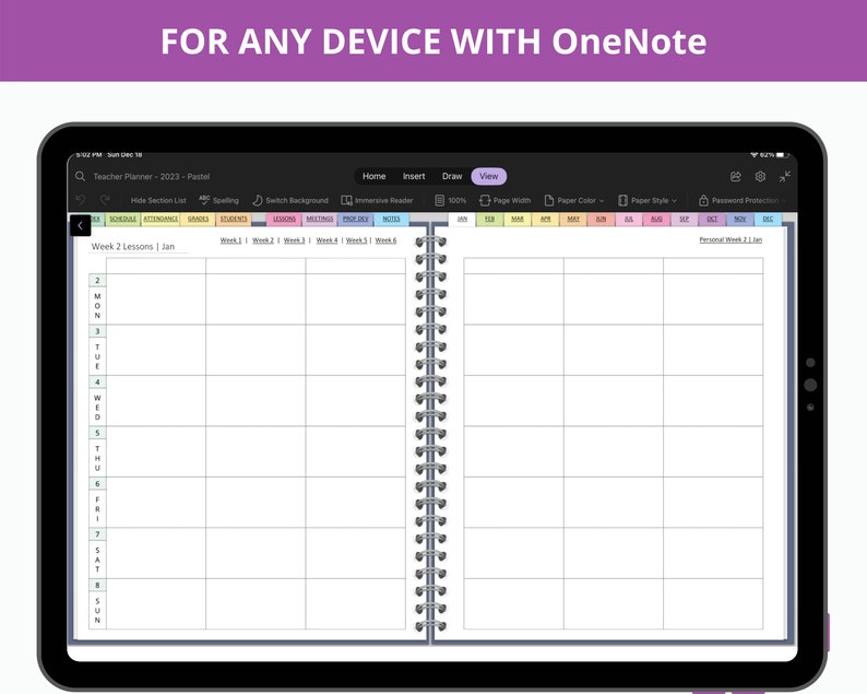 Onenote Teacher Planner Onenote School Planner January Start Etsy