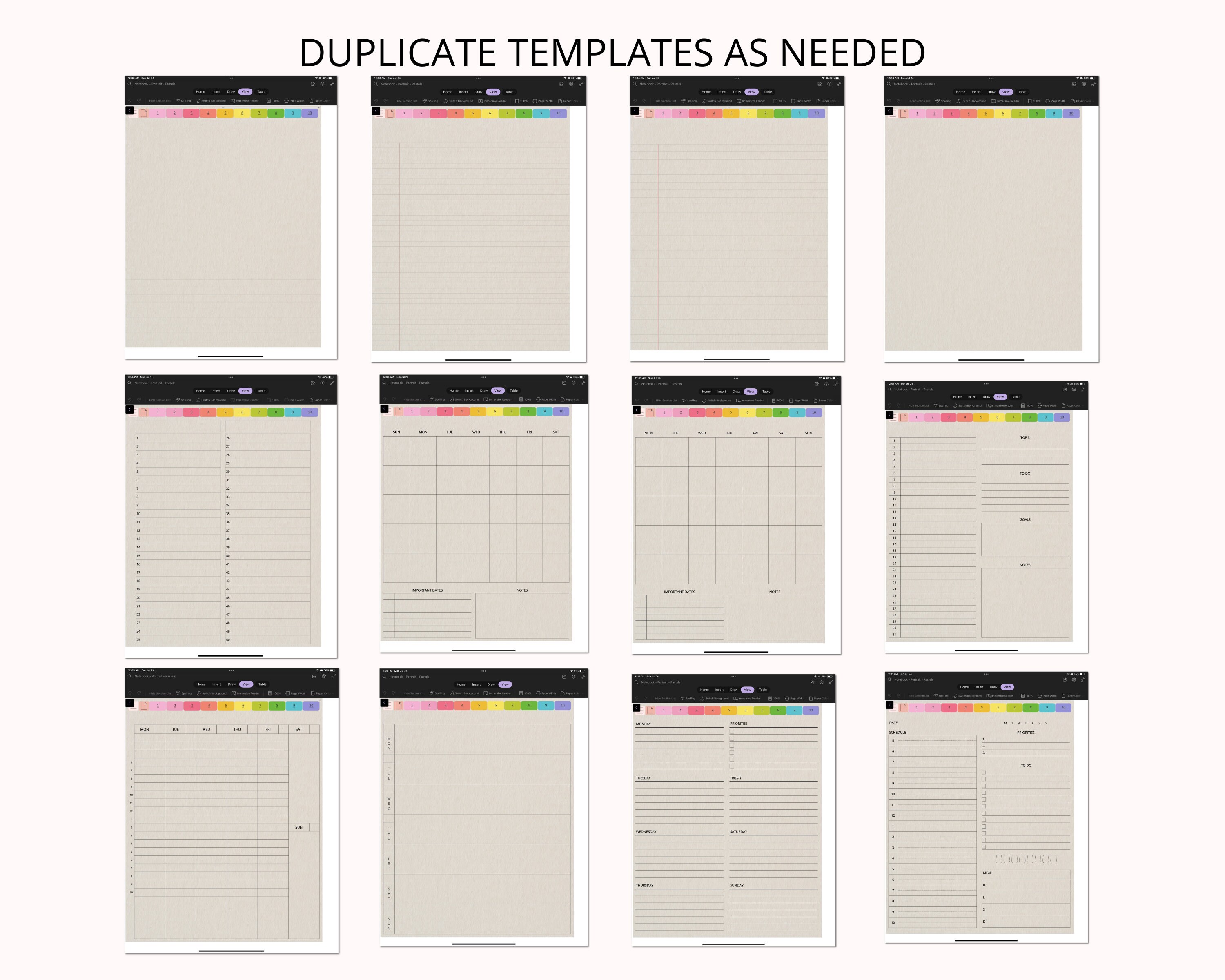 Fancy Onenote Notes Onenote Notes Template, Onenote Digital Notebook, Onenote Textured ...