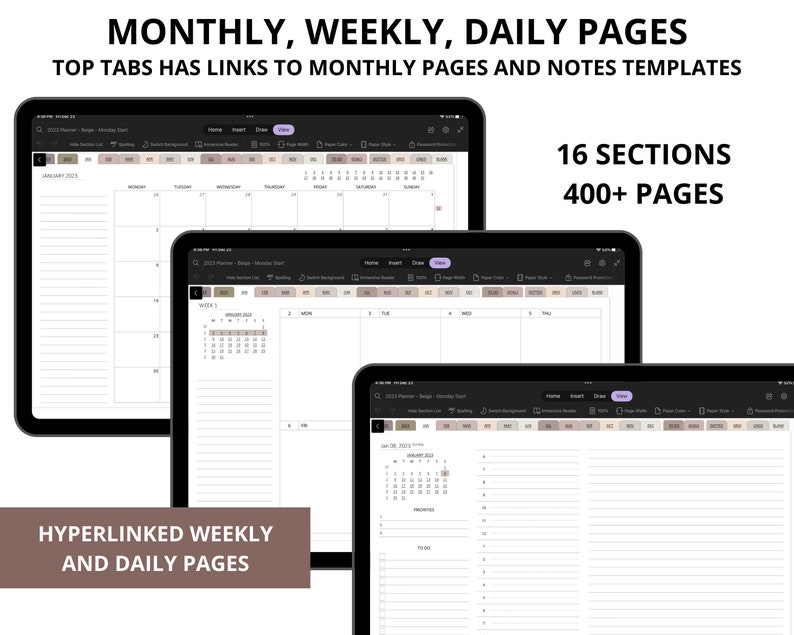 Onenote Planner 2023 Onenote Template Surface Pro Planner Etsy UK