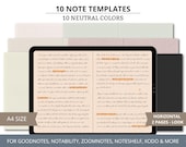 Digital Note Taking Template, Goodnotes Paper Inserts, Notability Template, Digital Notepad, Landscape Colored Paper Template Neutrals