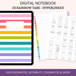Digital Notebook GoodNotes, Digital Notebook for iPad, 20 Hyperlinked Tablet Notebook, Digital Student Notebook, Notebook Templates