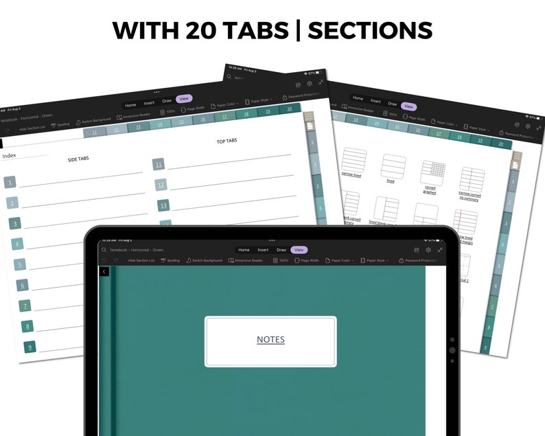 Onenote Notebook Digital Onenote Notes Template Android Etsy