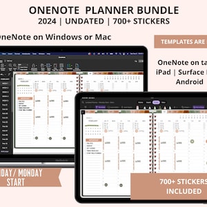OneNote Planner Bundle 2024, Digital  Planner Undated Template for Surface Pro, Android, iPad, Windows, Mac, 20204 Productivity Organizer