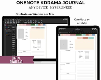 OneNote Journal, Digitales K-Drama Journal, KDrama Journal OneNote, koreanischer Drama Planner Android, Episode Tracker, KDrama Bewertung Surface Pro