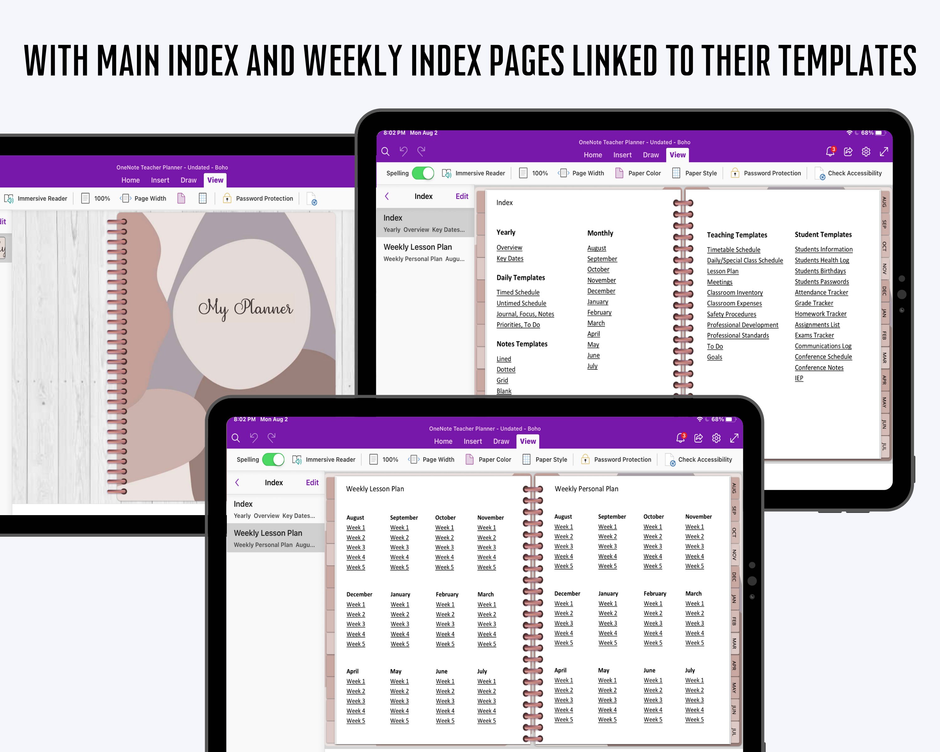 Onenote Teacher Planner, Undated Teacher Planner, Weekly Lesson Planner ...