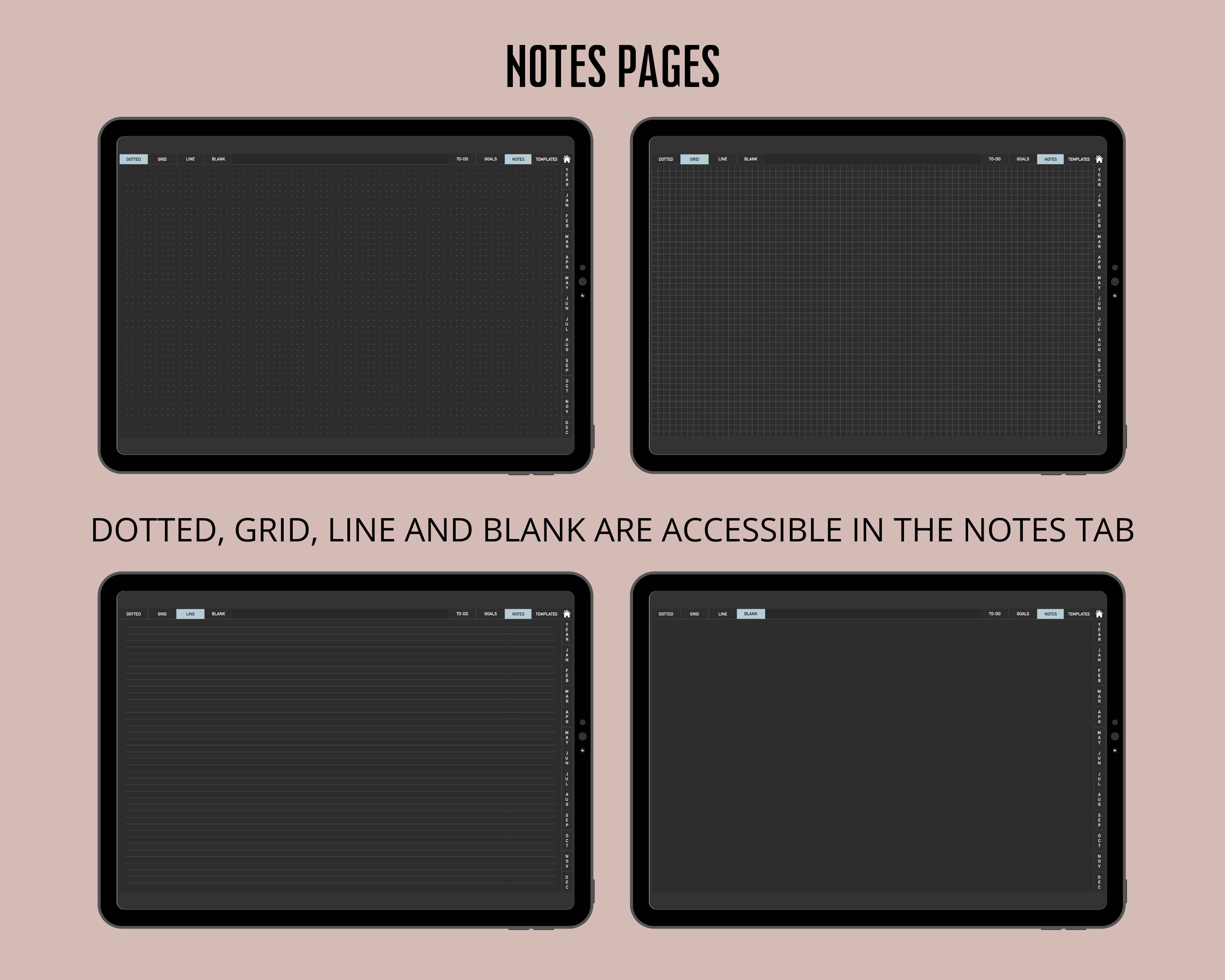 Dark Mode Digital Planner Undated, Goodnotes Planner, iPad Planner ...