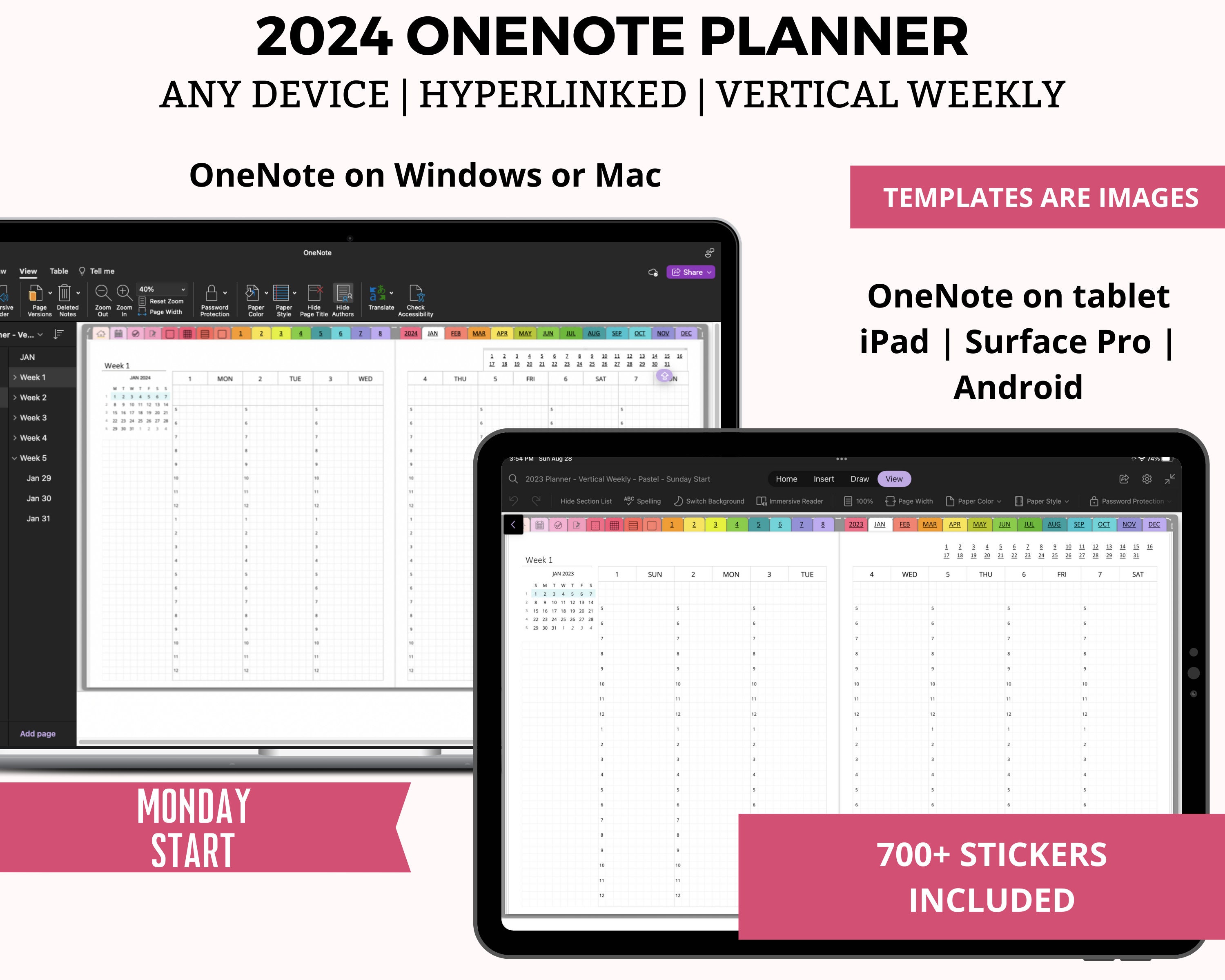 Planificador OneNote 2024, Plantilla de planificador digital
