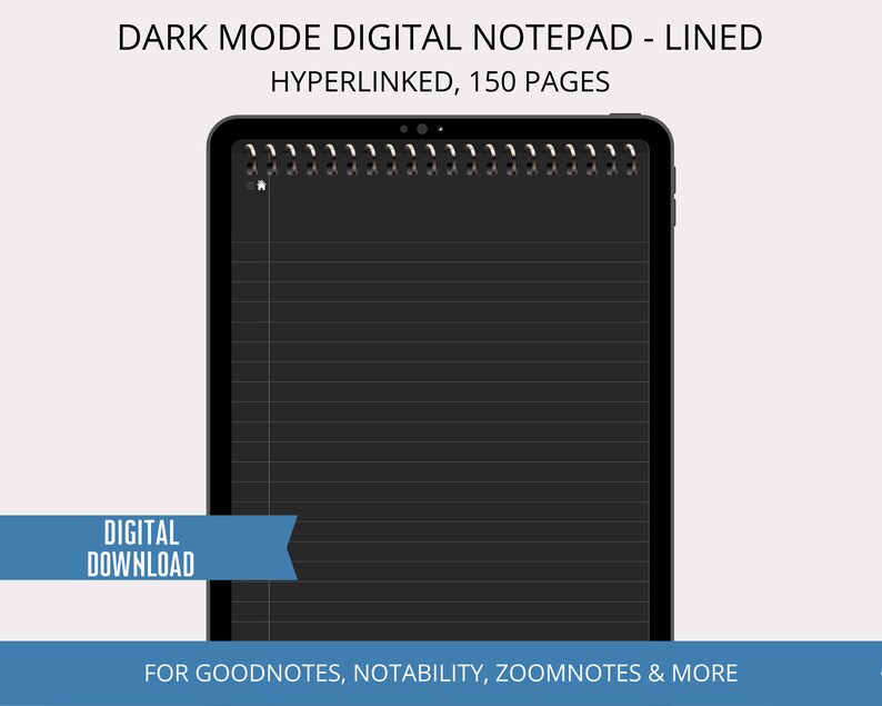 Digital Notepad Dark Mode Goodnotes Digital Notebook for Etsy