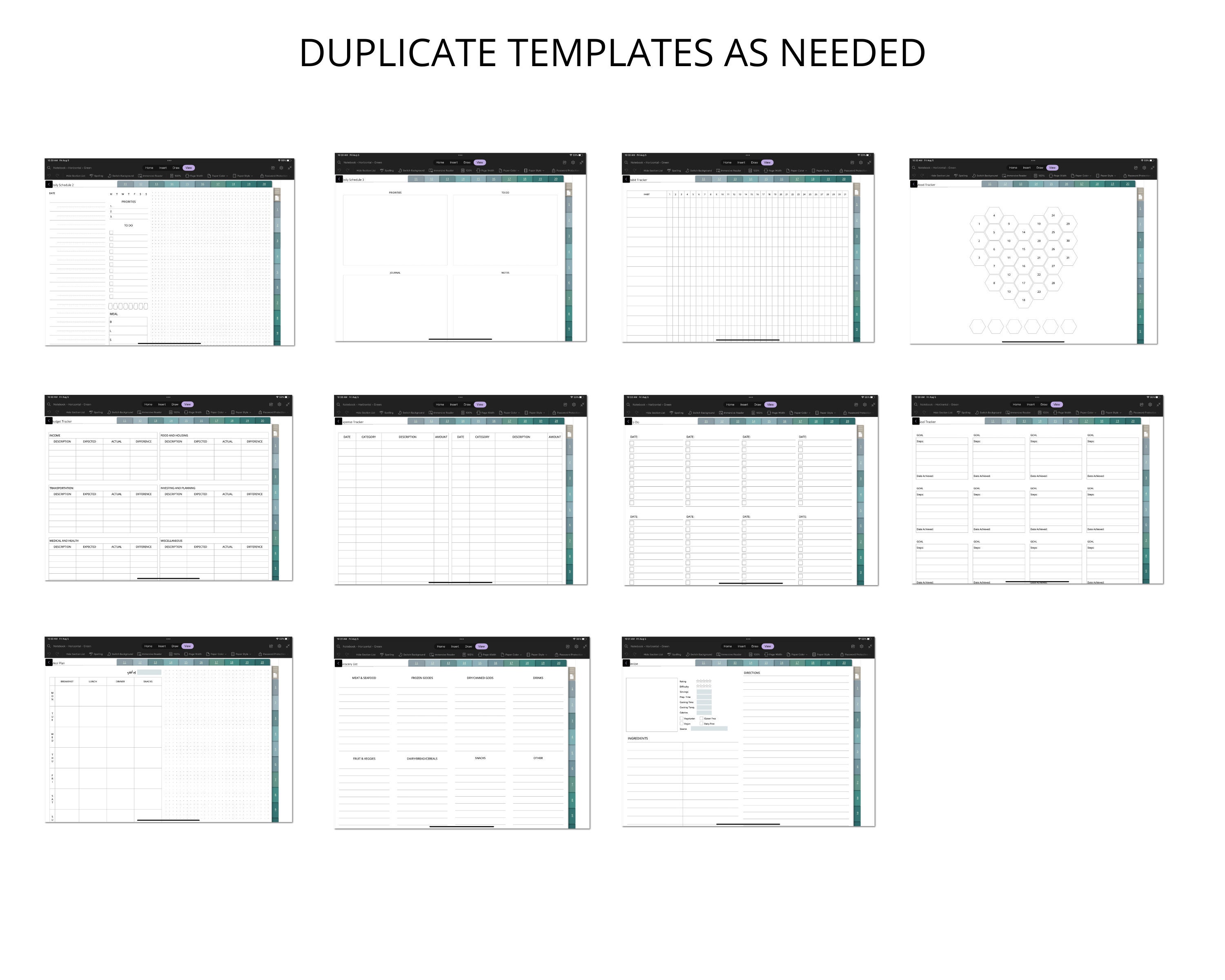 Onenote Notebook Digital, Onenote Notes Template Android, Onenote iPad ...