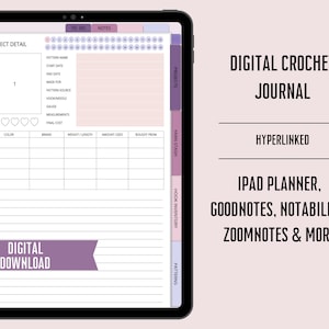 Crochet Pattern Journal, Digital Crochet Notebook, Crochet Project Planner for iPad, Project Tracker, Crochet Pattern Journal