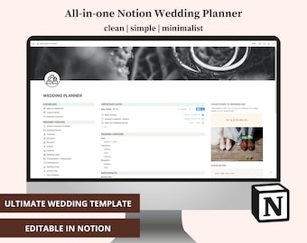 Notion Wedding Planner, Notion Template, Digital Wedding Planner, Wedding Budget Template, Wedding Vendor Template, Notion Wedding Journal