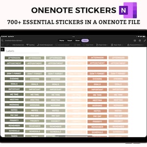 Adesivos OneNote, adesivos digitais OneNote, adesivos de planejador OneNote, pacote de adesivos funcionais para OneNote Boho, conjunto de adesivos essenciais