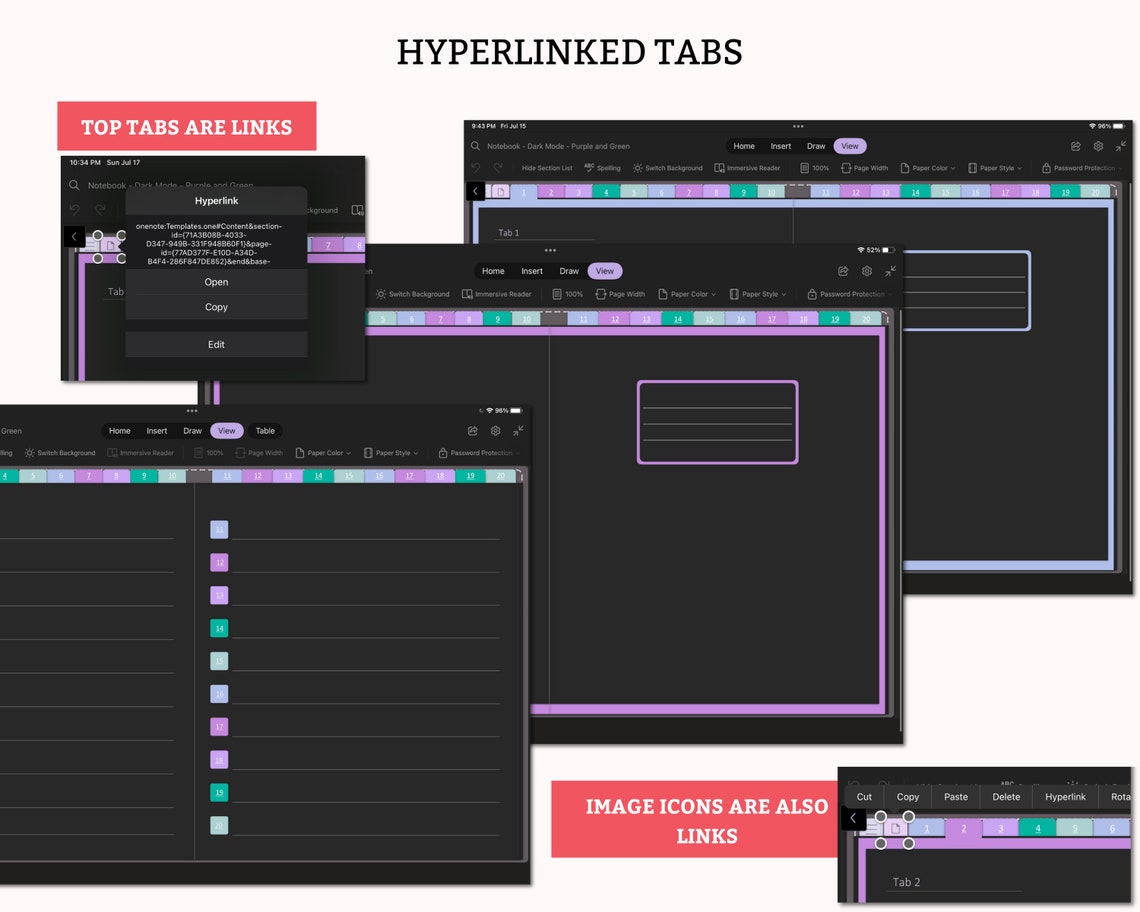 Onenote Notebook Dark Mode Onenote Notes Template Onenote Etsy
