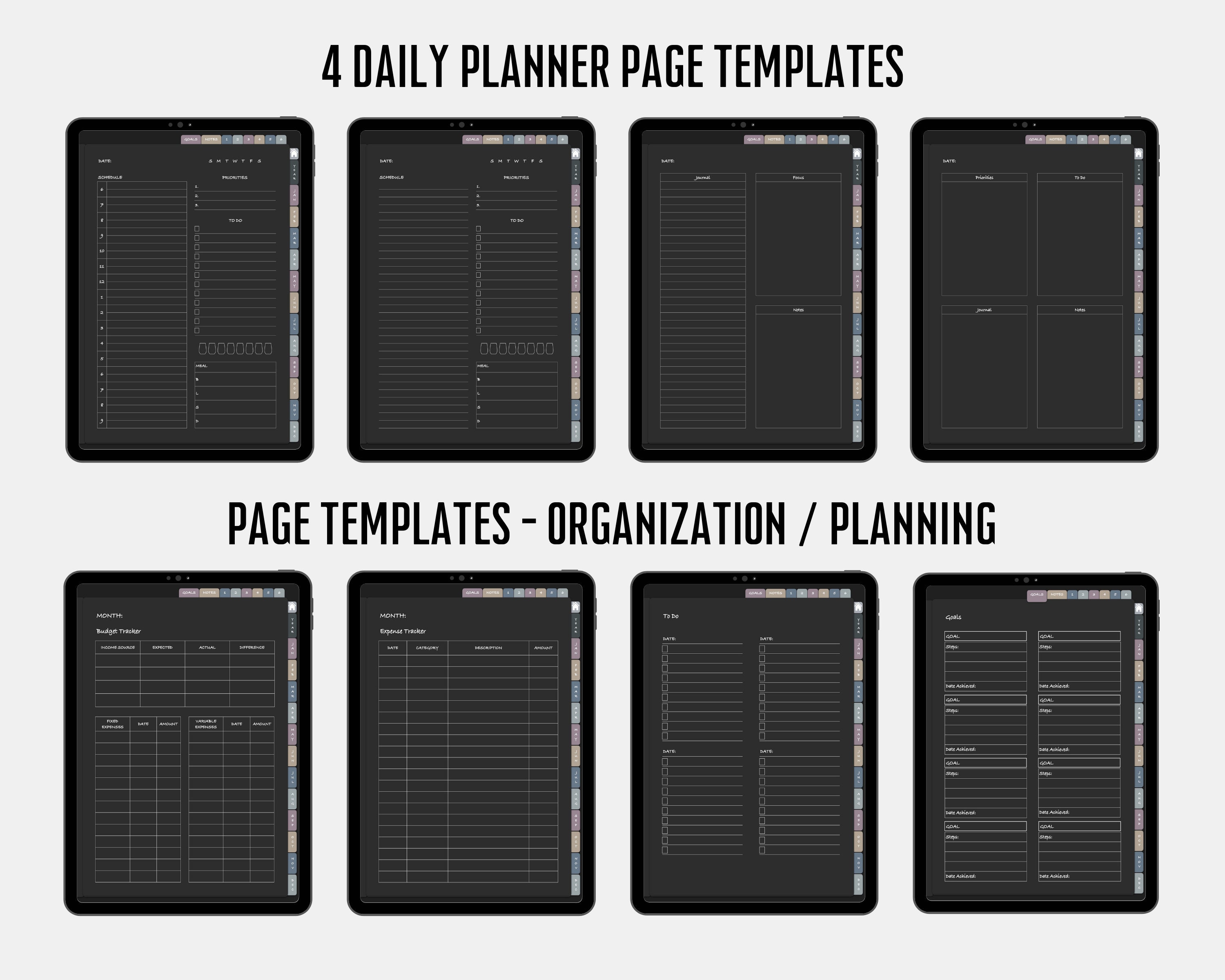 Dark Mode Digital Planner Undated Goodnotes Planner Ipad - Etsy