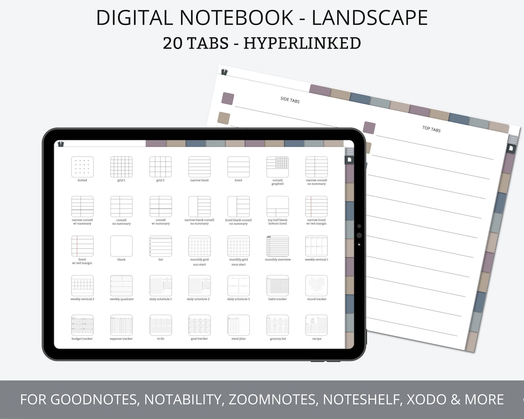 Digital Notebook Goodnotes Digital Notebook Landscape Etsy