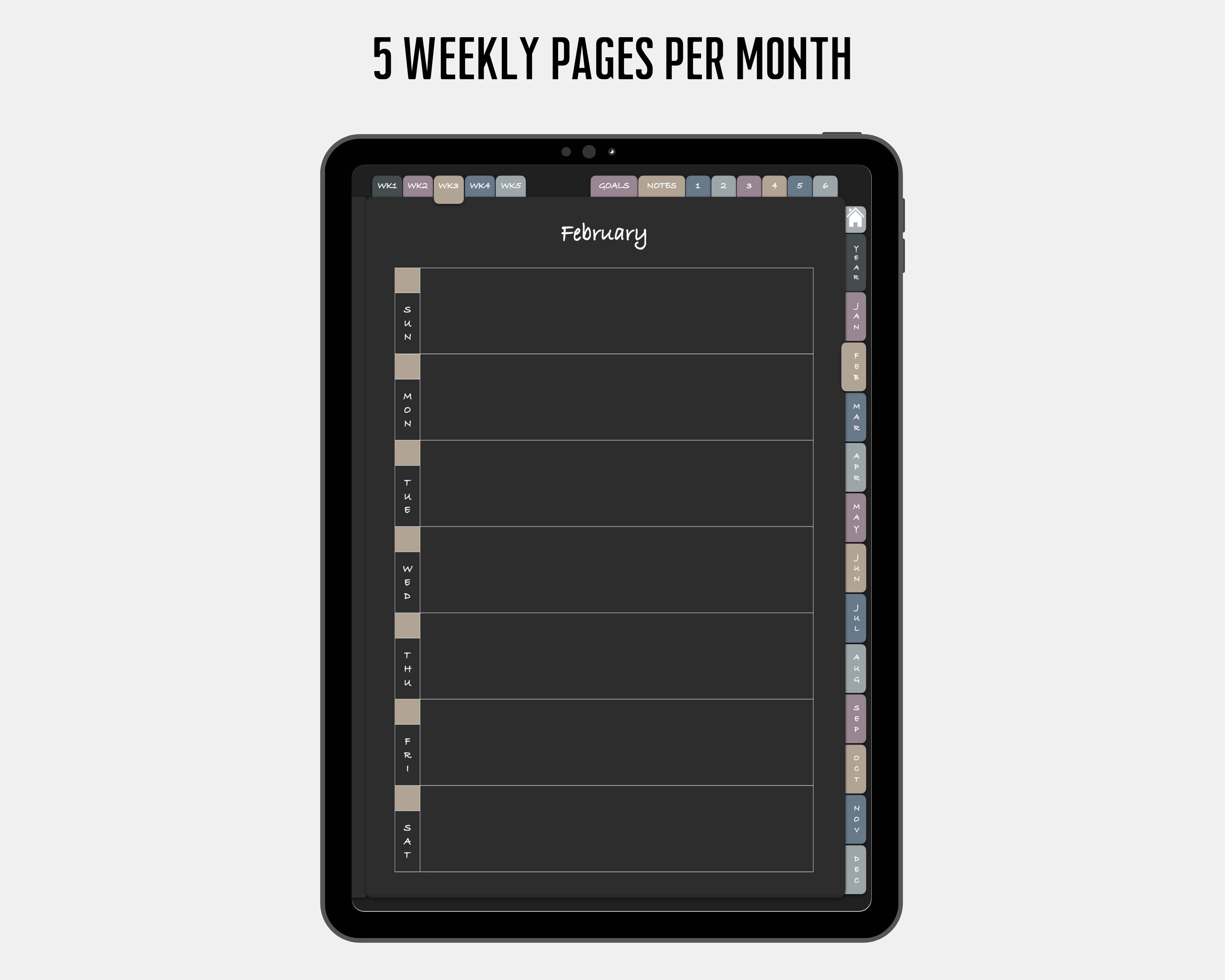 Dark Mode Digital Planner Undated, Goodnotes Planner, iPad Planner ...