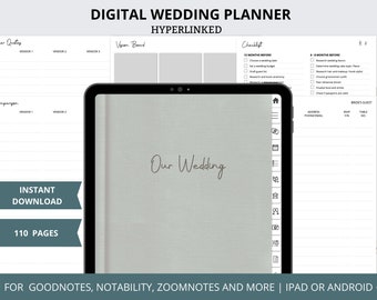 Wedding Planner Digital, PDF Wedding Planner, Digital Wedding Planner Goodnotes, Wedding Checklist, Wedding Planner Download Fillable