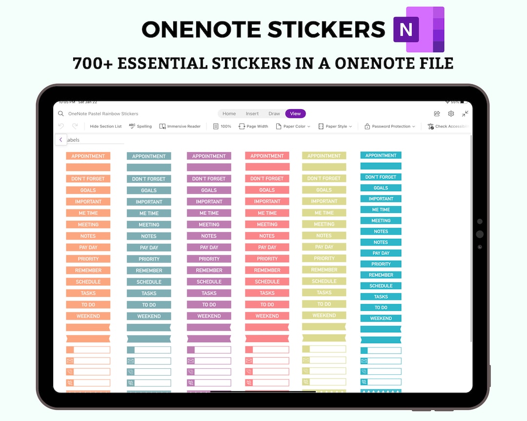 Onenote Digital Stickers, Onenote Stickers, Essential Stickers, Planner