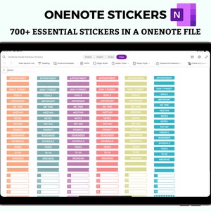 Adesivos digitais OneNote, adesivos OneNote, adesivos essenciais, adesivos de planejador, adesivos funcionais para OneNote em pastel