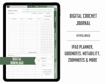 Crochet Pattern Journal, Digital Crochet Notebook, Crochet Project Planner for iPad, Project Commissions Tracker, Crochet Pattern Tracker