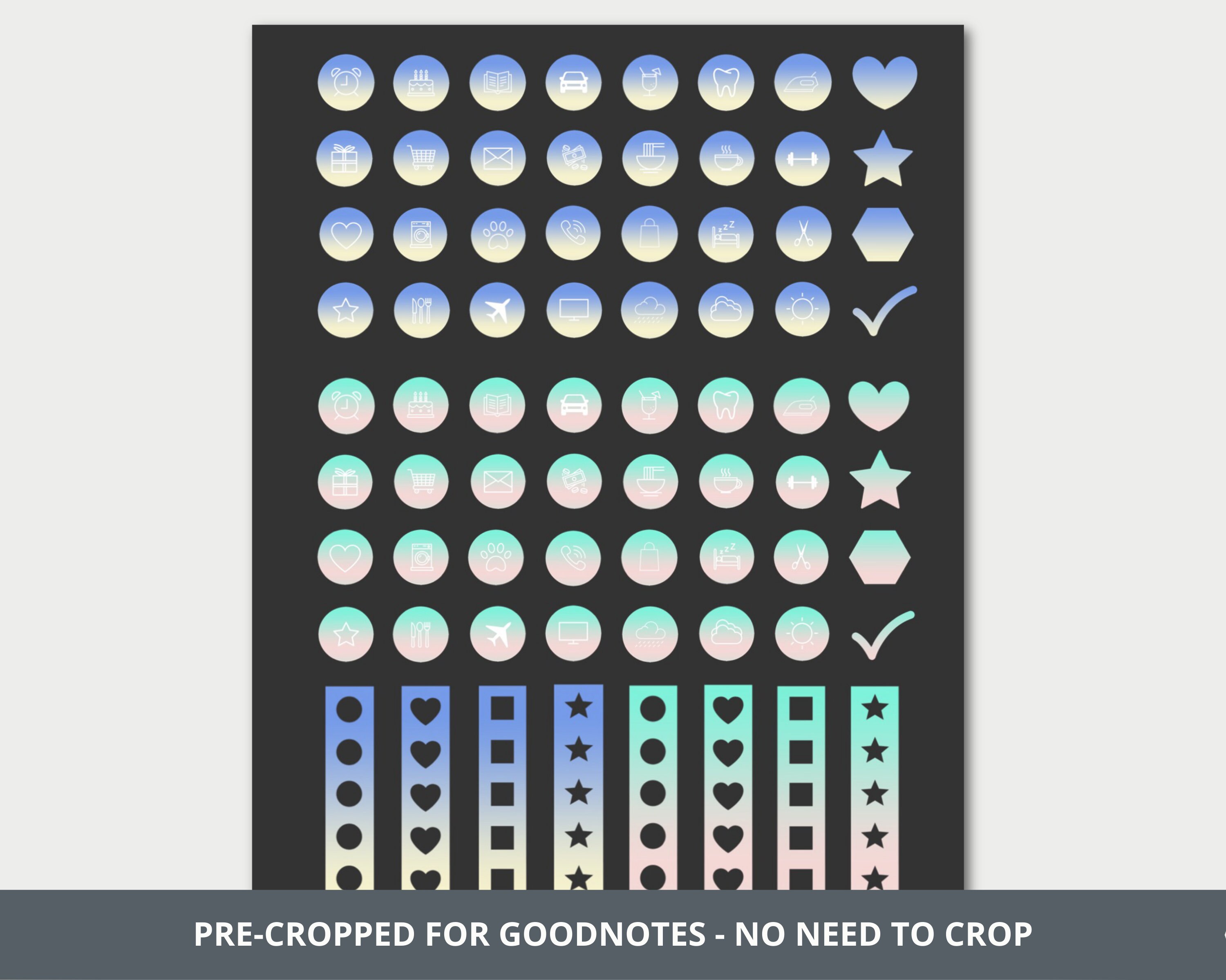 Digital Stickers Dark Mode Planners, Precropped Stickers for Goodnotes ...