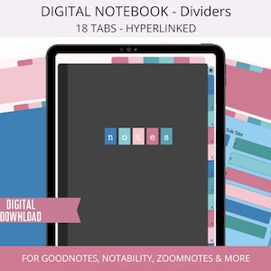 Digital Notebook Goodnotes, Digital Notebook Tabs, Notebook for iPad, Hyperlinked Tablet Notebook Dividers, Simple Notebook