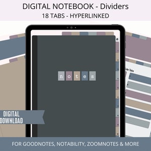 Digital Notebook Goodnotes, Digital Notebook Tabs, Notebook for iPad, Hyperlinked Tablet Notebook Dividers, Simple Notebook, Neutral Tabs