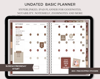 Undated Digital Planner, GoodNotes Planner Notability Planner, Weekly Planner, Daily Digital Planner, Undated Weekly Digital Planer