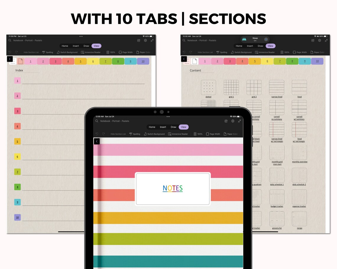 Onenote Notes Template Onenote Digital Notebook Onenote Etsy