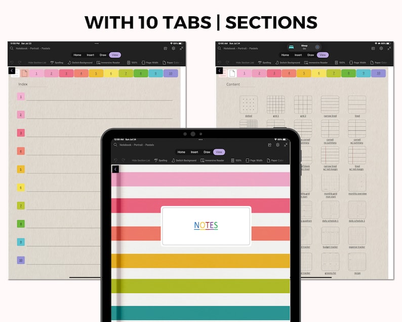 Onenote Notes Template Onenote Digital Notebook Onenote Etsy
