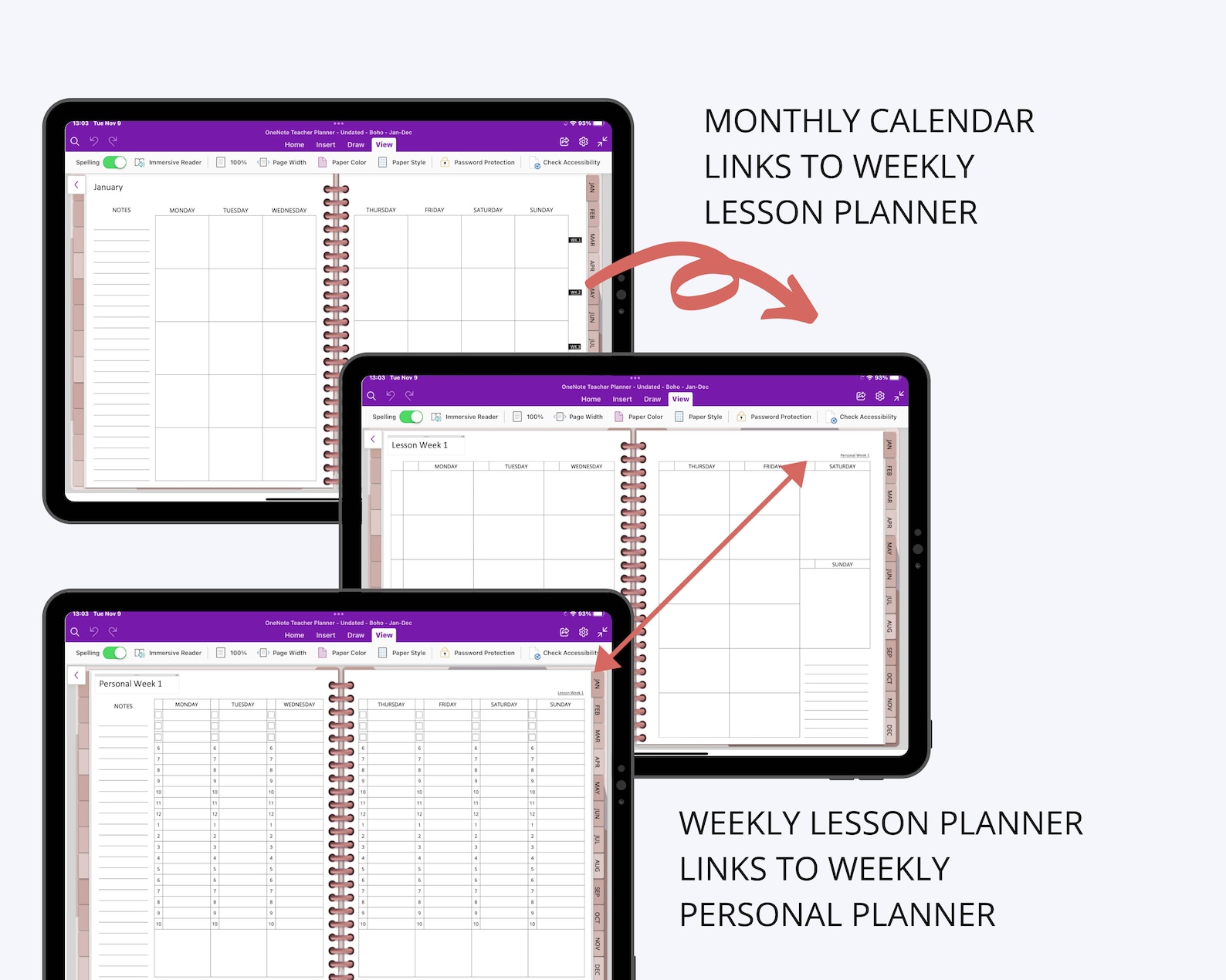 Onenote Teacher Planner Weekly Lesson Planner Undated Etsy