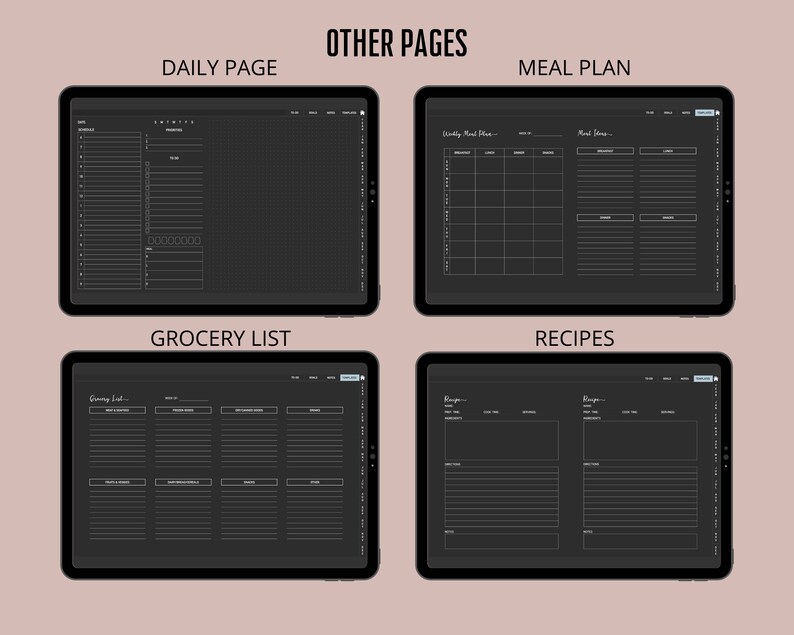 Dark Mode Digital Planner Undated, Goodnotes Planner, iPad Planner ...