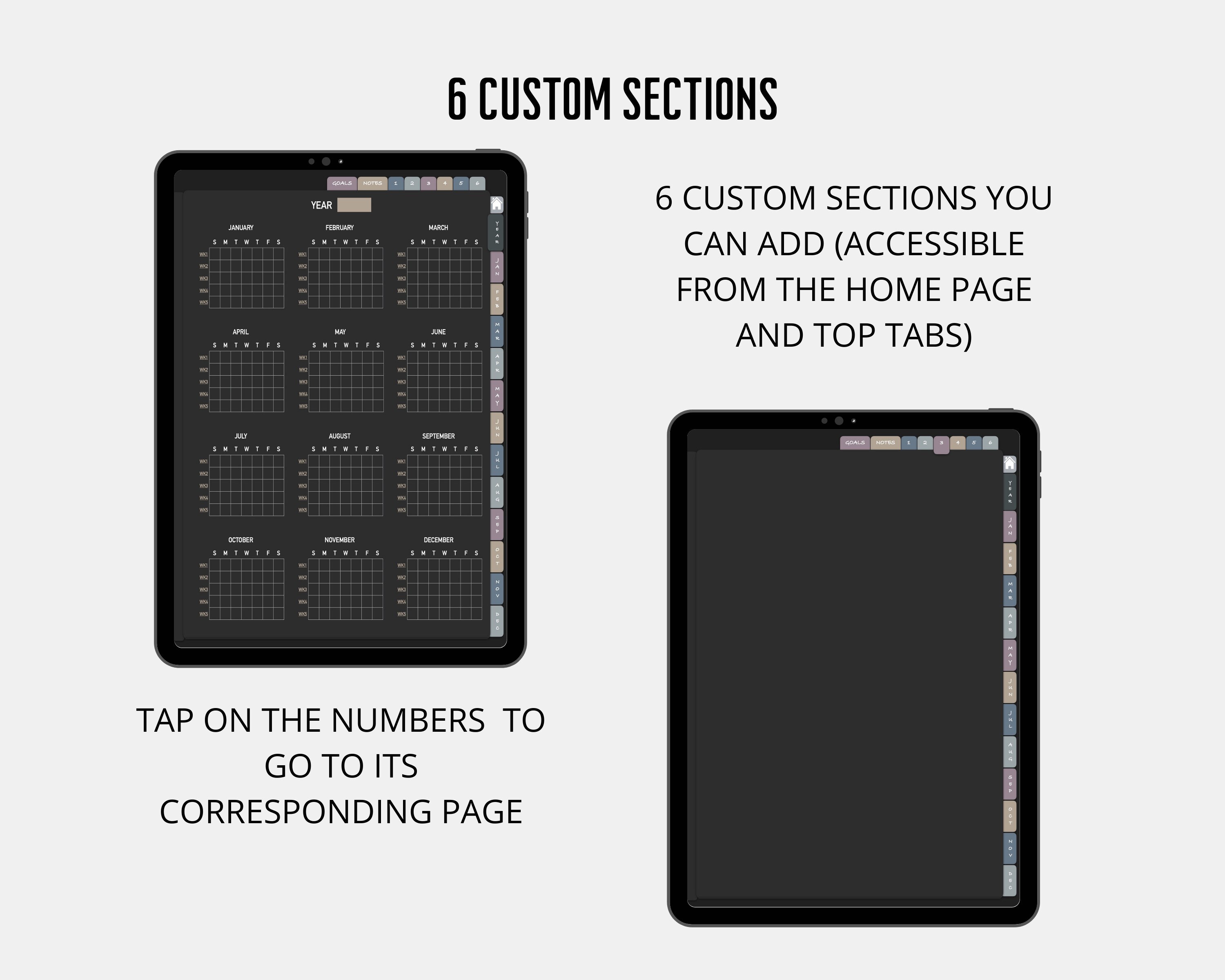 Dark Mode Digital Planner Undated, Goodnotes Planner, iPad Planner ...