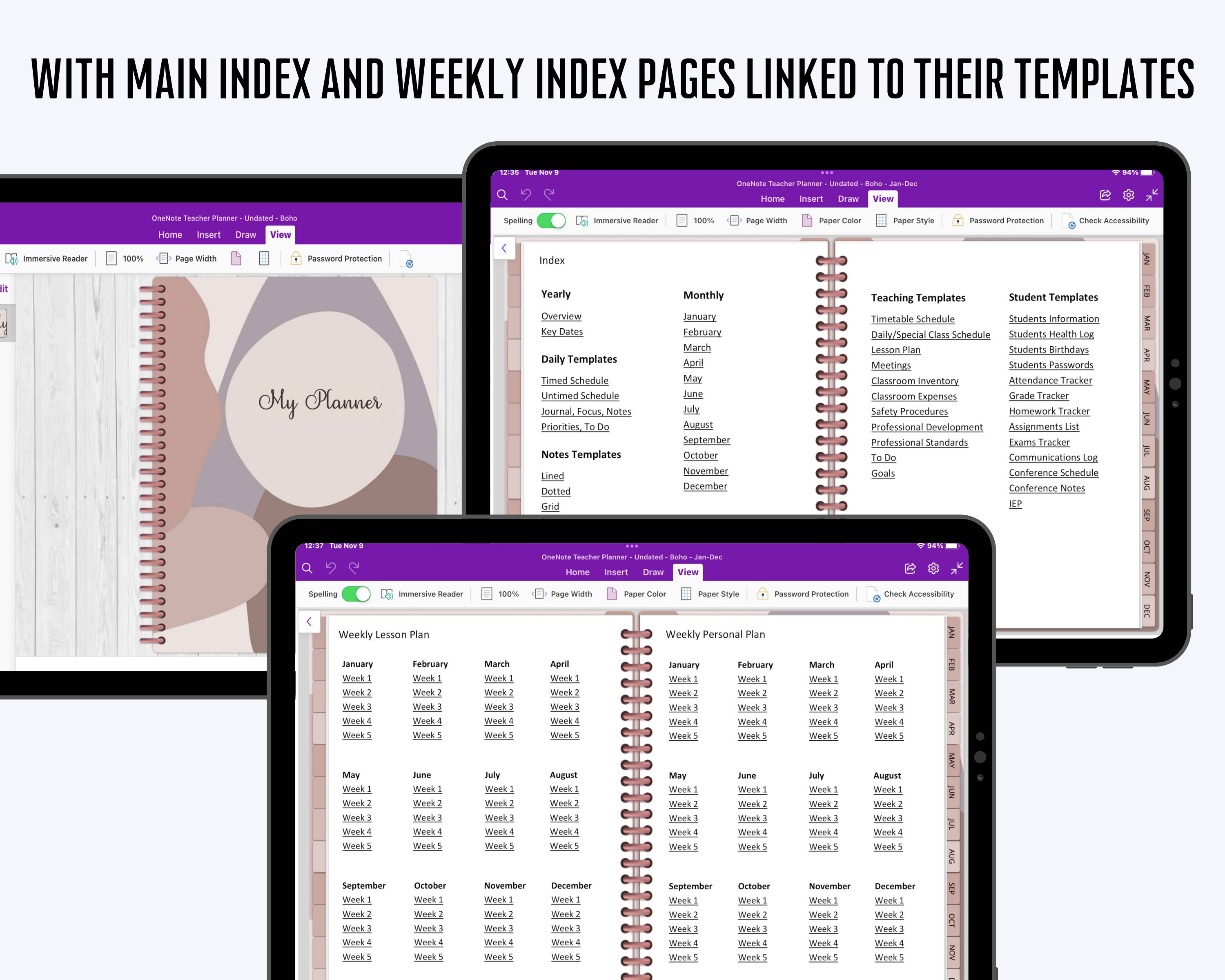 Onenote Teacher Planner Weekly Lesson Planner Undated Etsy