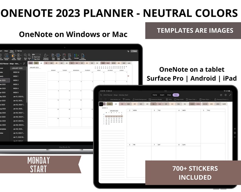Onenote Planner 2023 Onenote Template Surface Pro Planner Etsy UK