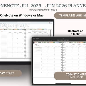 July 2025 to June 2026 OneNote Planner, Digital Midyear Planner, Academic Planner for Surface Pro, OneNote Template iPad, Android, Windows