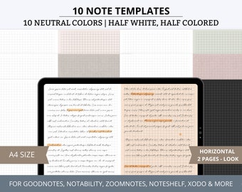 Digital Note Template, Goodnotes Paper Inserts, Notability Template, Digital Notepad, Landscape Colored Paper Template, Digital Notepaper