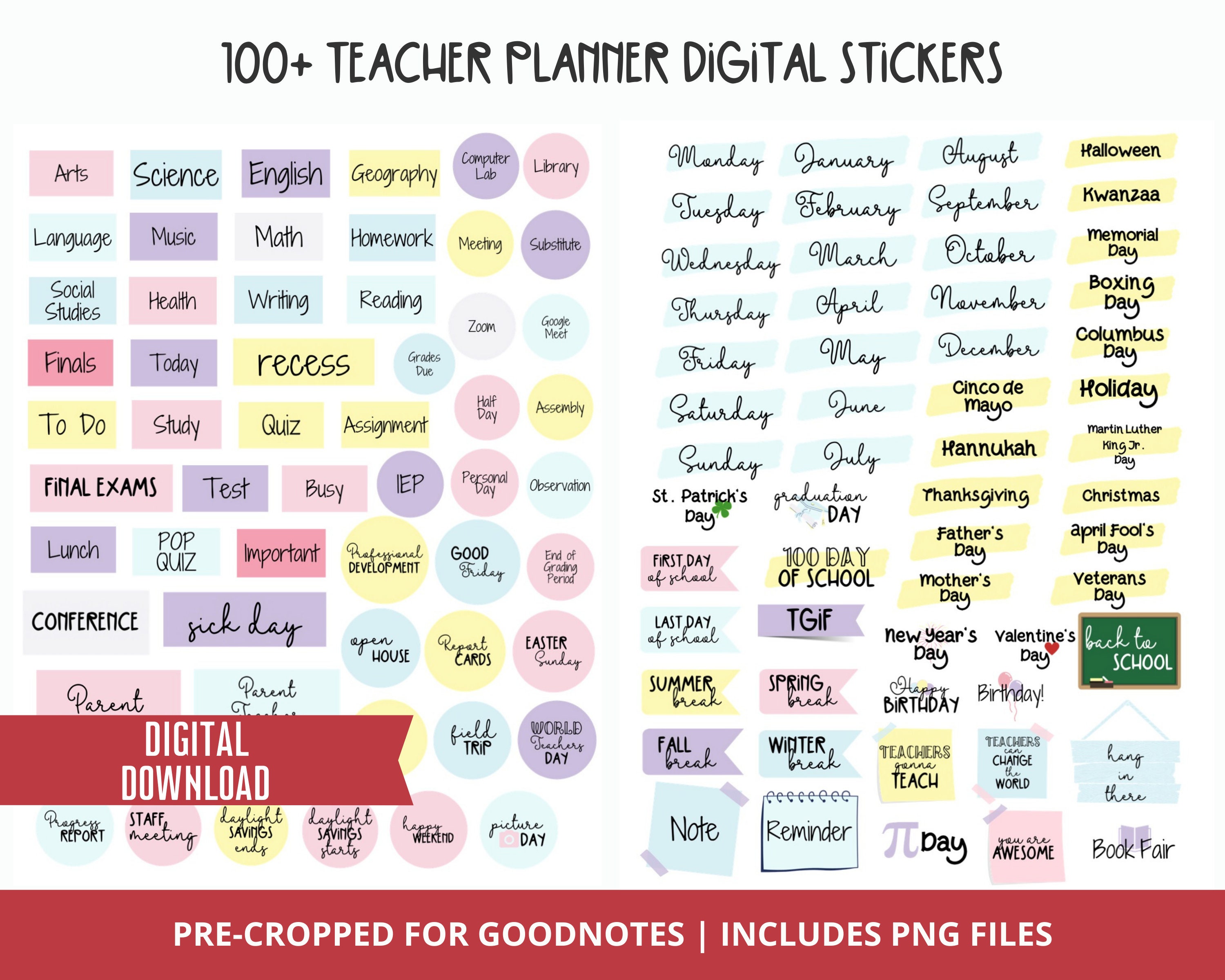 teacher planner stickers printable etsy