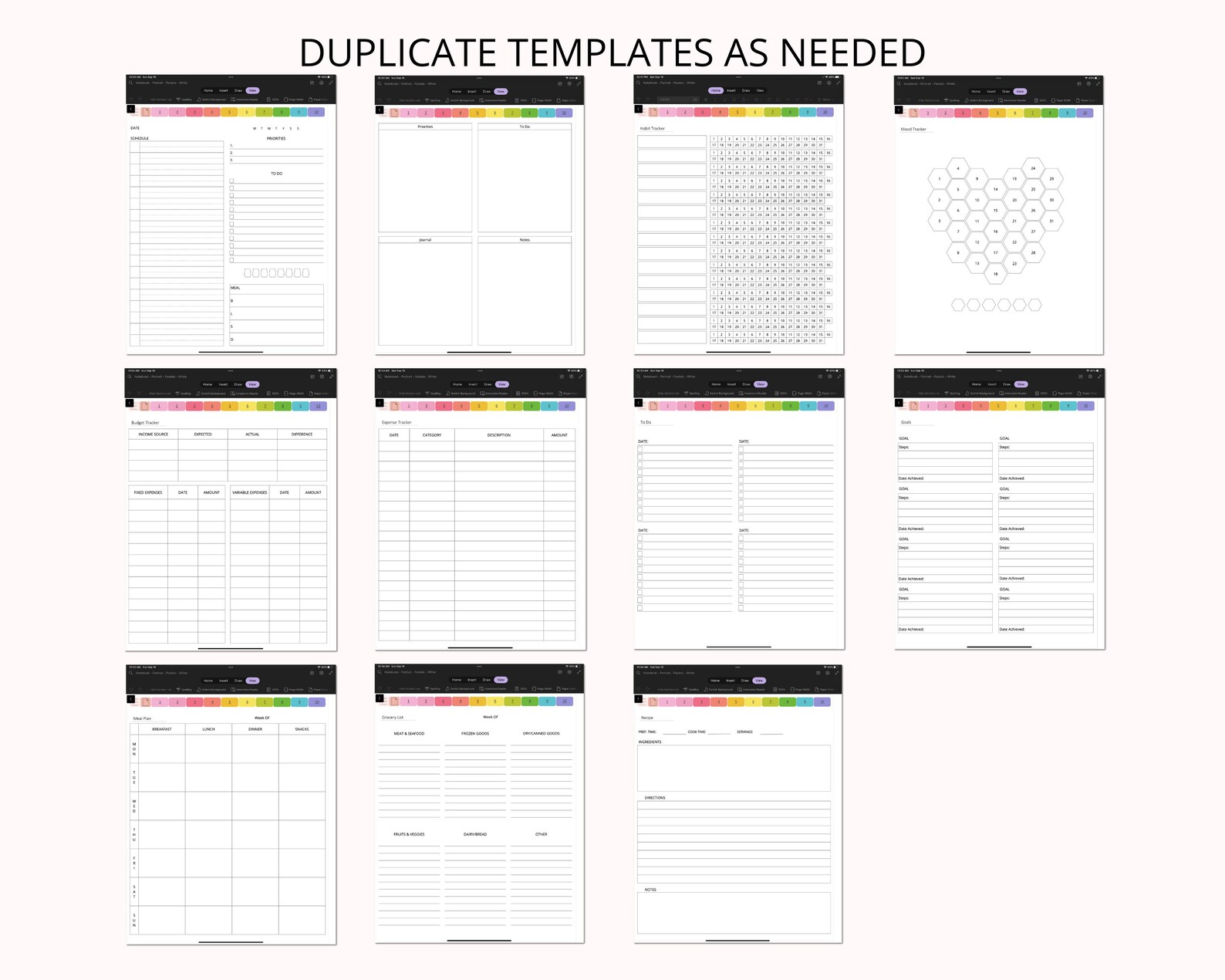 Onenote Notebook Portrait, Onenote Notes Template, Onenote Note Page ...
