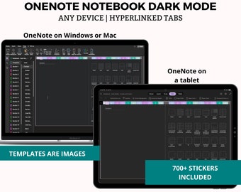 OneNote Notebook Dark Mode, OneNote Notes Template, OneNote Digital Notebook for Android, Surface Pro Notebook, OneNote iPad Notebook