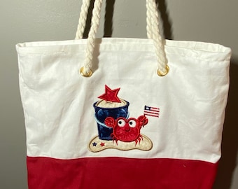Appliqued Crab Tote Bag